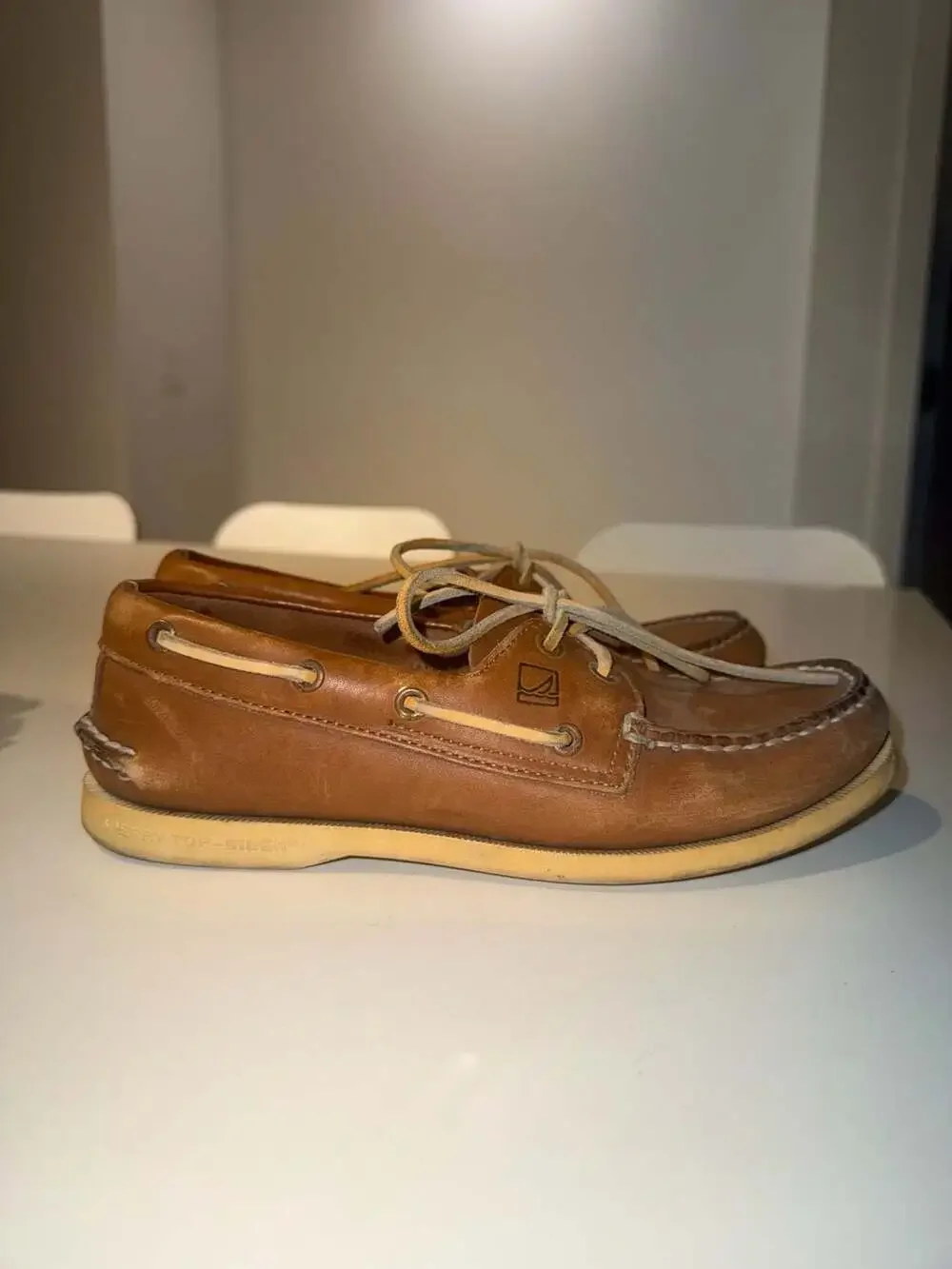 Sperry Top-Sider Authentic Original 2-Eye Boat Shoes Sahara Leather Size 7.5M
